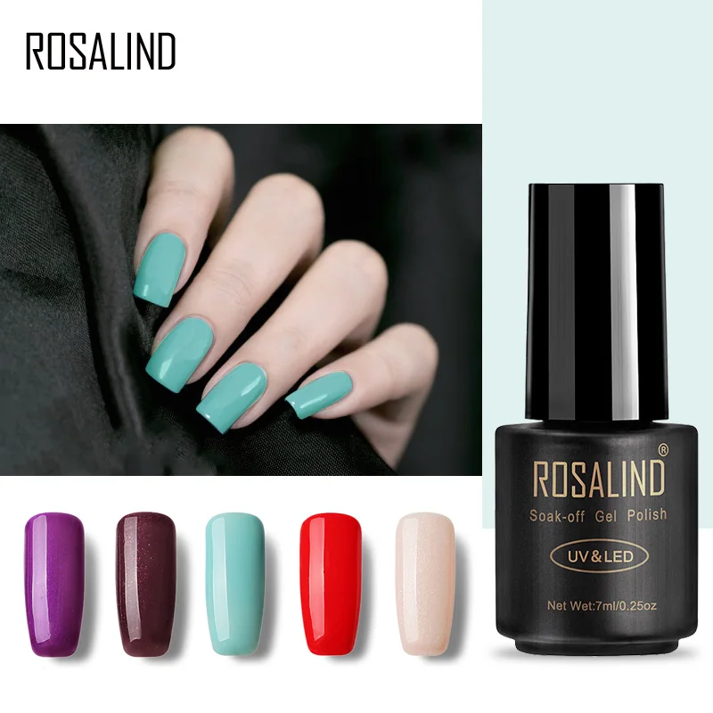 ROSALIND 5 шт./лот 7 мл чистый цветной лак долговечный Гель-лак для ногтей