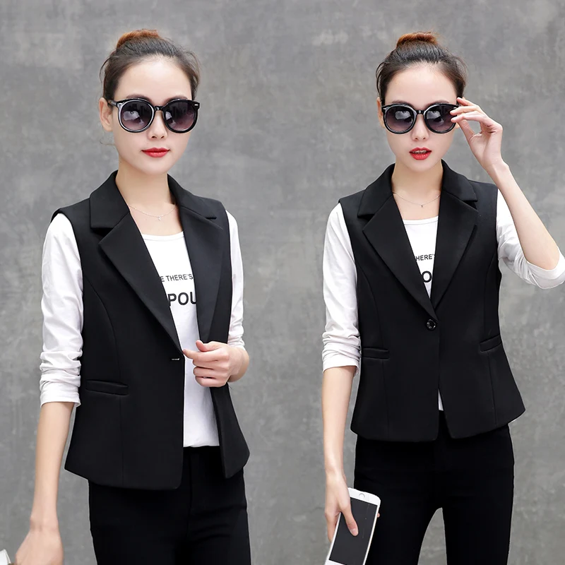 Women Formal OL Solid Suit Vest Female Single Button Suspenders Turn