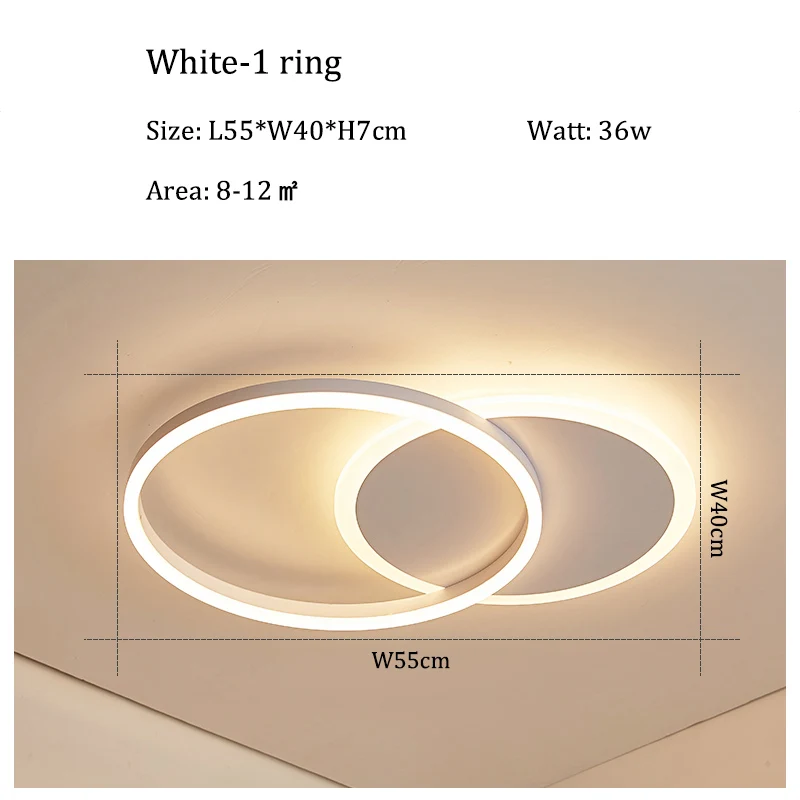 Модель Circel, светодиодный потолочный светильник для гостиной, спальни, кабинета, домашнего освещения, светодиодный потолочный светильник, люстра, AC100-265V - Цвет корпуса: White-1 ring