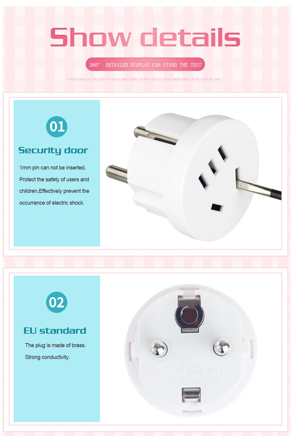 1PC US AU To EU Plug USA AUS To Euro Europe Travel Wall AC Power Plug Wall Charger Outlet Adapter Converter 2 Round Pin Socket (7)
