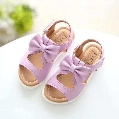 

2017 Baby Children Girls Summer Shoes Kids Sandals for Girls PU Leather Princess Shoes Girl Child Bowtie Sandals White/Pink
