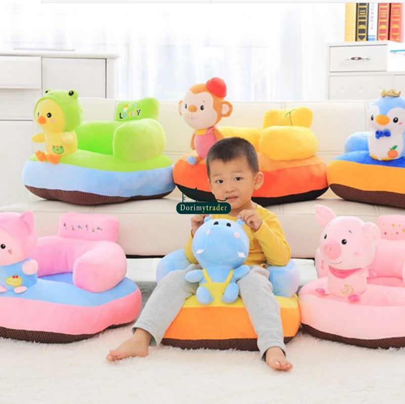 Dorimytrader 50cm x 45cm Big Cartoon Kids Sofa Animals Hippo Elephant Cat Rabbit Penguin Monkey Chick Pig Panda Dog Kids Plush Baby Chair Toy DY61904  (18)