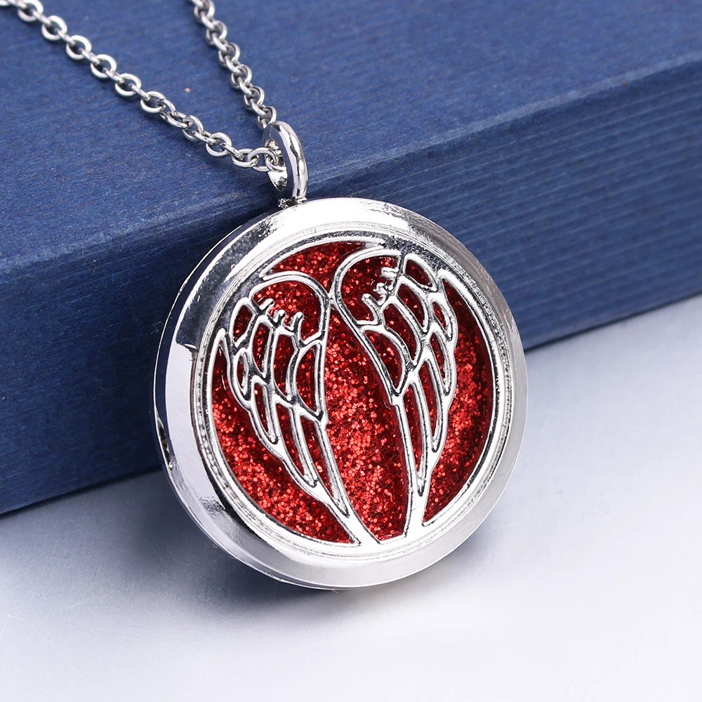 

1pc Open Hollow Magnetic Wing Locket Pendant Jewelry Aromatherapy Perfume Fragrance Essential Oil Diffuser Locket Necklace