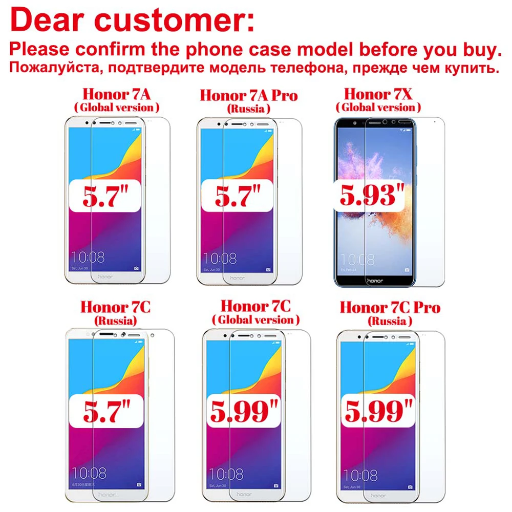 Полное покрытие для huawei Honor 7X 7A 7X Pro Защитное стекло для экрана Huawey Honer 7 A C X C7 X7 A7 закаленное стекло Honor7x Honor7a пленка