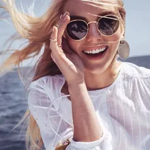 Small Round Sunglasses Men Retro Mirror Sunglasses Designer Brand Luxury Classic Shades For Women Metal Eyewear Cute Pink Glass