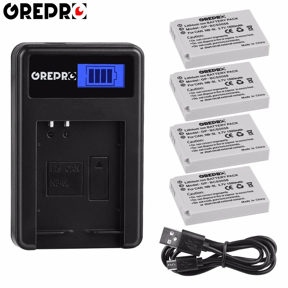 

4pcs 1500mAh NB-5L NB5L NB 5L Camera Battery+LCD Charger for Canon 850is 900 Ti SD790 IS SD950 SD900 SD990 Z1 SX230 SX220HS S110