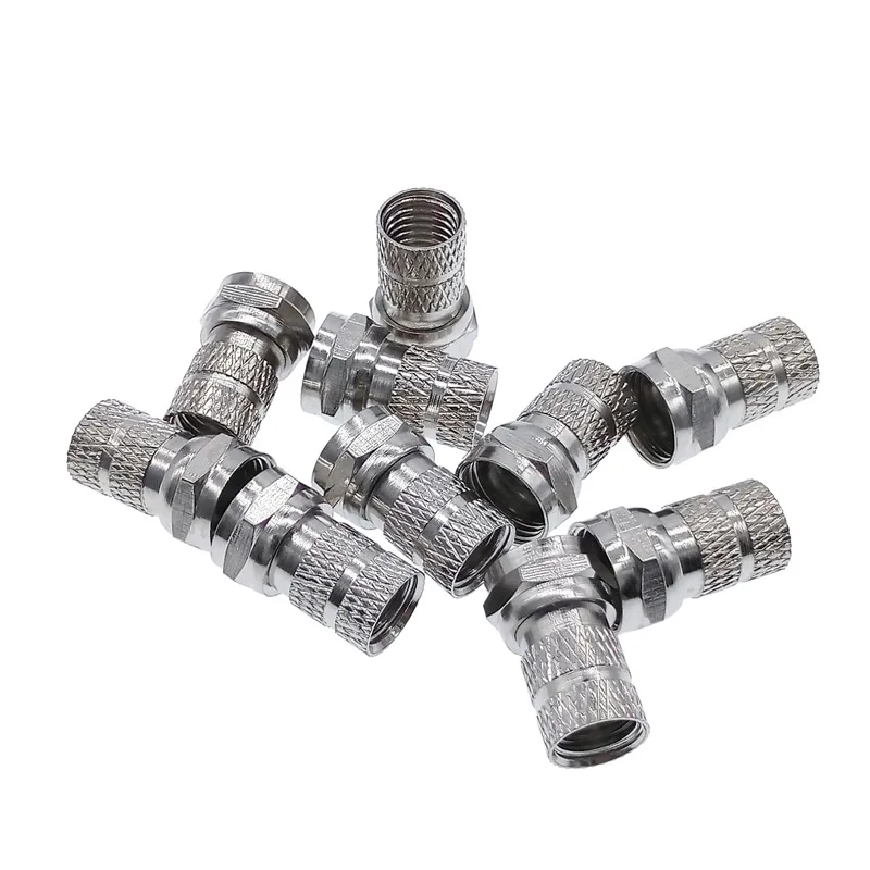 75-5 F Type Coaxial Cable Connector Plugs Brass materials singnal Line connectors F connector 10 Pcs wiring cable connectors wire connectors rf connector adapter