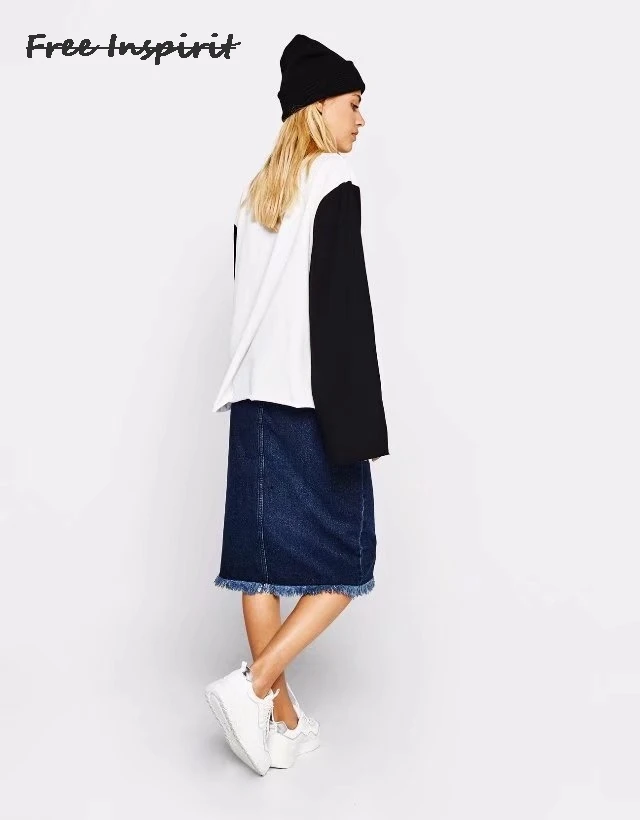Бесплатная вдохновляли 2018 Новая мода Весна и осень Для женщин SkirtsCasual прямо по