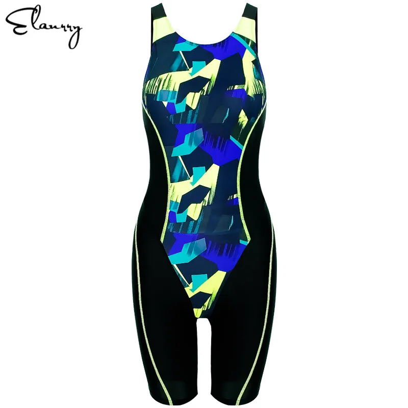 2018 Women One Piece Sport Swimsuit Plus Size Swimwear Print New