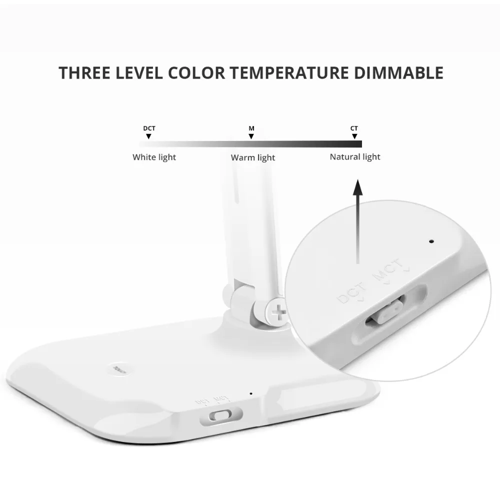 Светодиодный светильник для макияжа с регулируемой цветовой температурой 7 Вт с сенсорным датчиком и регулируемой яркостью Перезаряжаемый USB светодиодный настольный светильник для чтения и учебы