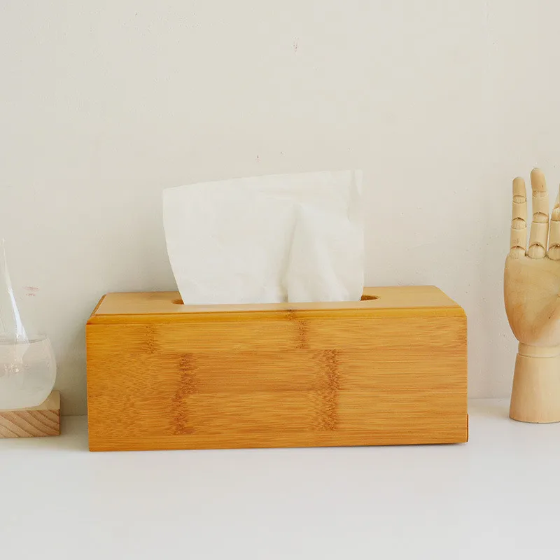 Home Garden Bamboo Napkin Papers bag Desktop Storage Box Shelf Toilet