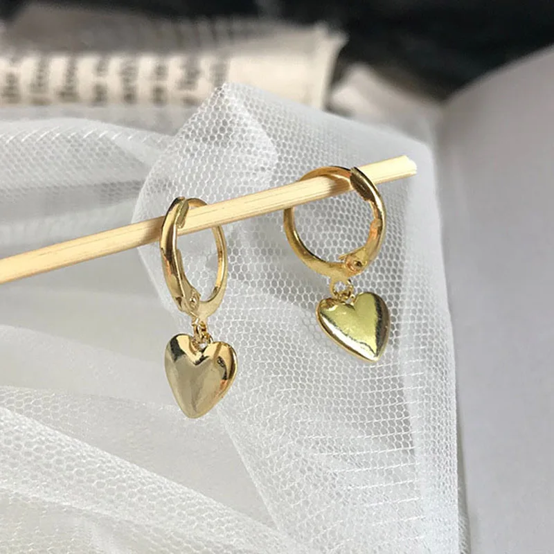 

Luxury Simple Sweet Cute Gold Color Small Circle Love Heart Drop Earrings for Women Girl Wedding Bridal Party Jewelry Pendientes