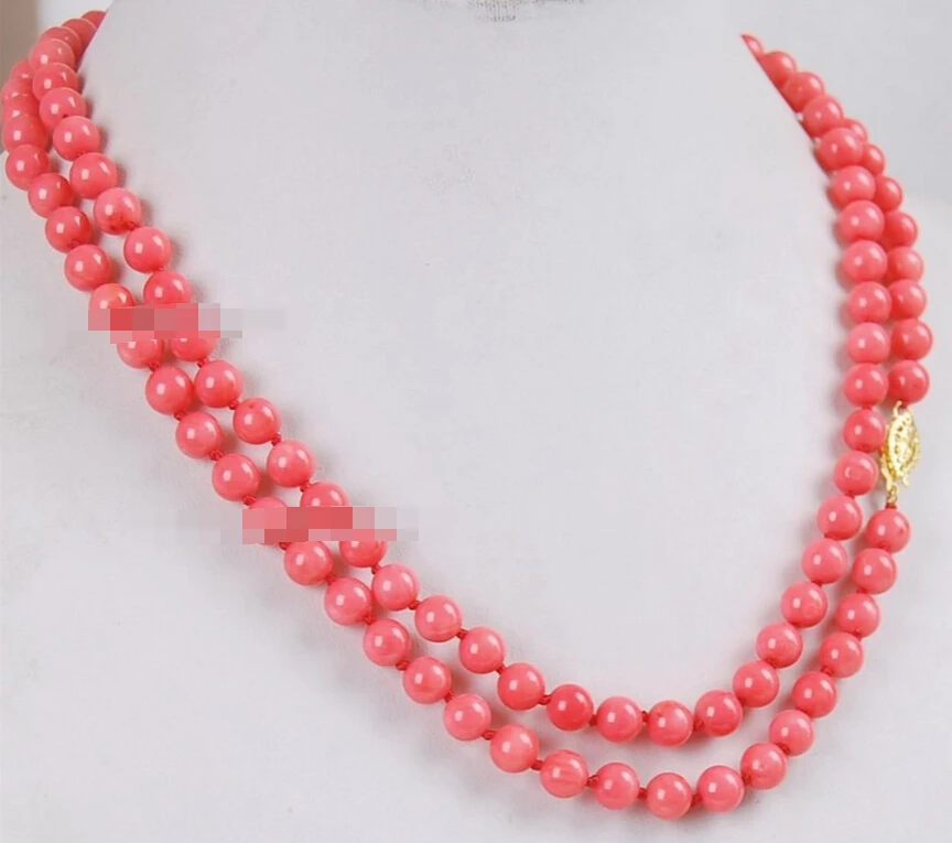 

Jewelr 005749 ong 35" 6mm Japan Pink Coral Round Beads Necklace AAA Grade