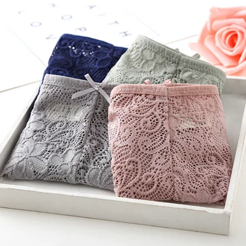 

Deruilady Elegant Cotton Panties Low Rise Hollow Out Lace Panties Women Soft Comfort Underwear Women Floral Lace Sexy Lingerie