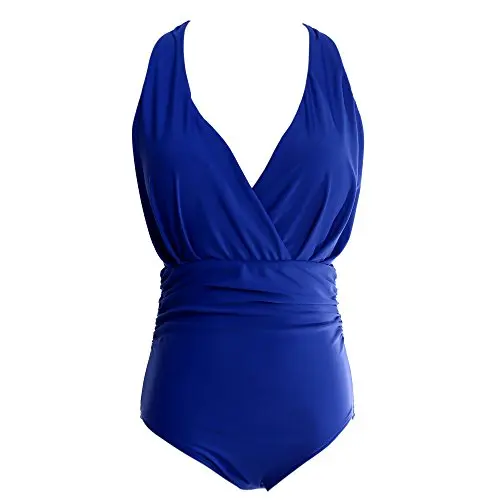 One Piece Swimsuits Slimming Tummy Control deep v Swimwear Plus Size