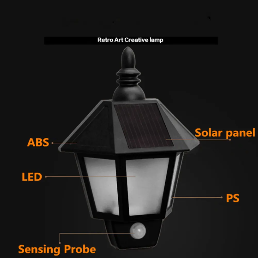 Ретро светодио дный уличные фонари на солнечных батарейках светодио дный Водонепроницаемый сад настенный светильник двор уличного