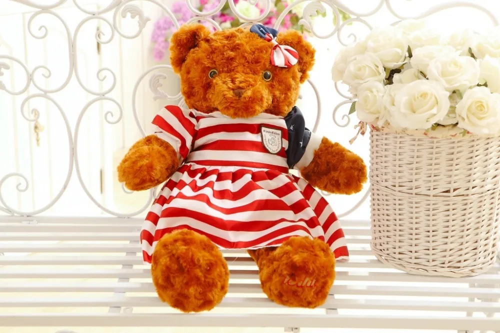 USA flag teddy bear plush toy brown bear doll,large 75cm soft throw pillow Valentine's Day
