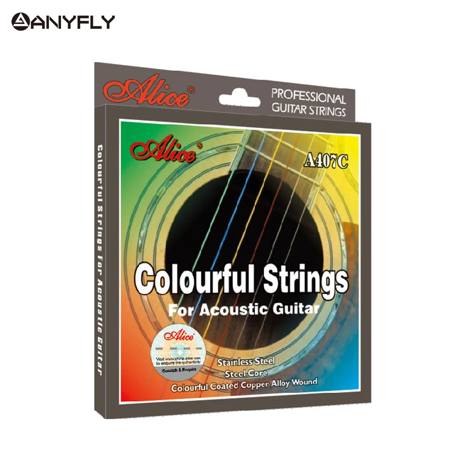 Original Alice A407C Colorful Acoustic Guitar Strings 1st-6th Guitarra Strings Color Coated Copper Alloy Wound Light Original Alice A407C Colorful Acoustic Guitar Strings 1st-6th Guitarra Strings Color Coated Copper Alloy Wound Light