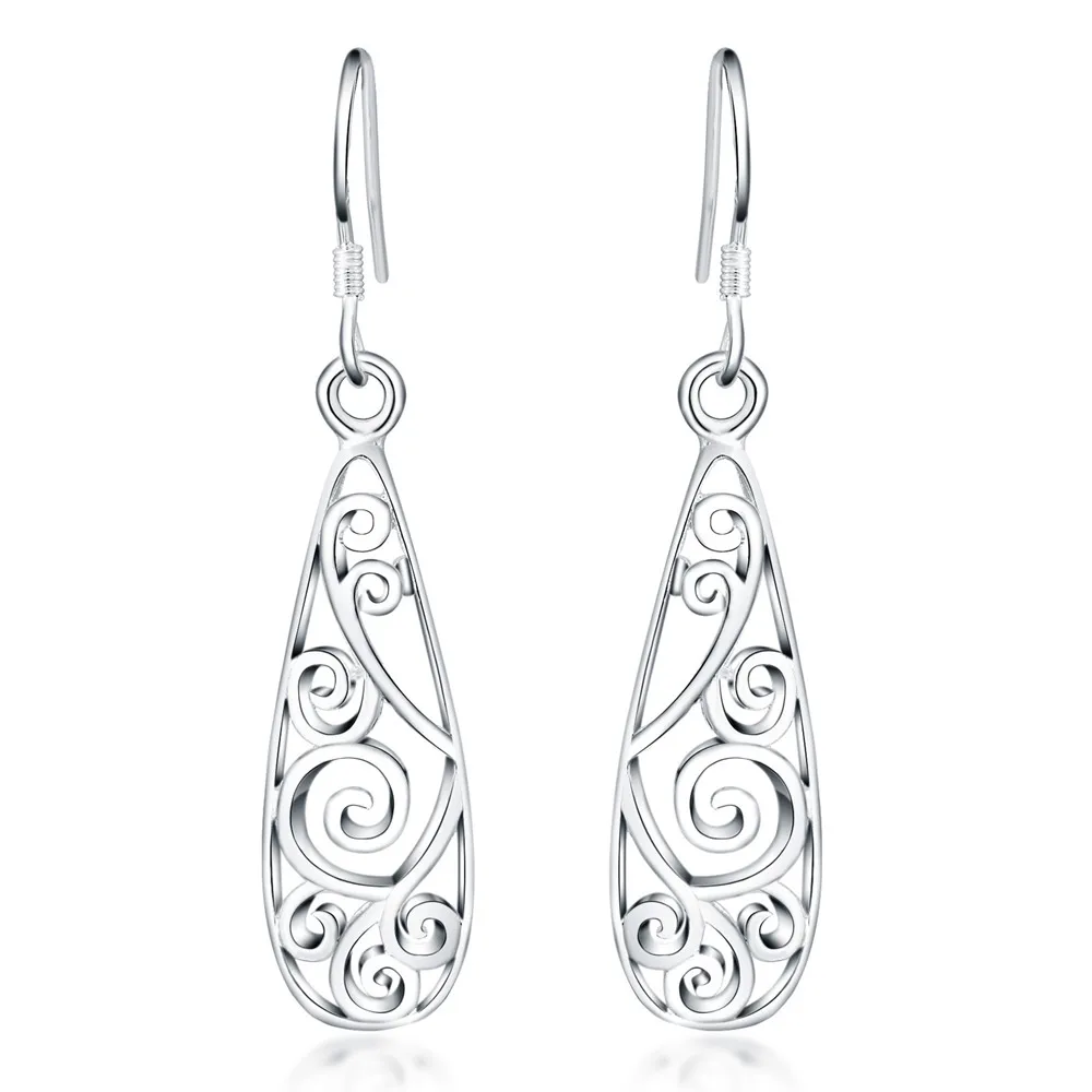

Christmas gift hot silver color Retro charms women Lady flower stud , earring jewelry best gift lowest price LE018