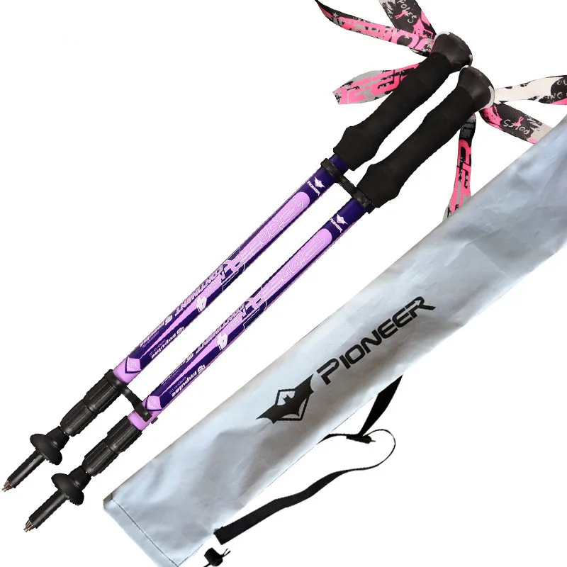 1 pc/pair PIOMEER de viaje al aire libre Camping ultraligero 3 colores Trekking senderismo de fibra de carbono palo Alpenstock Ultrashort Rod