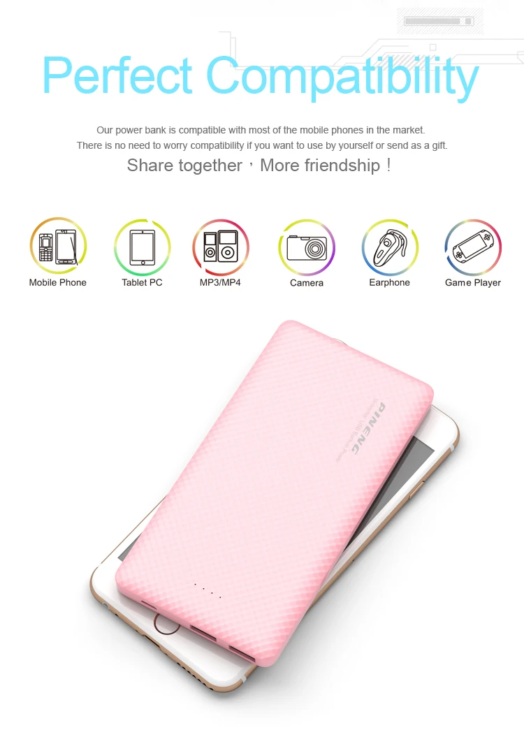 Pineng 10000 мАч Мощность банк PN-958 Портативный встряхнуть запускать внешний Батарея литий-полимерный Мобильный телефон Dual USB зарядное устройство для Xiaomi samsung Phone8