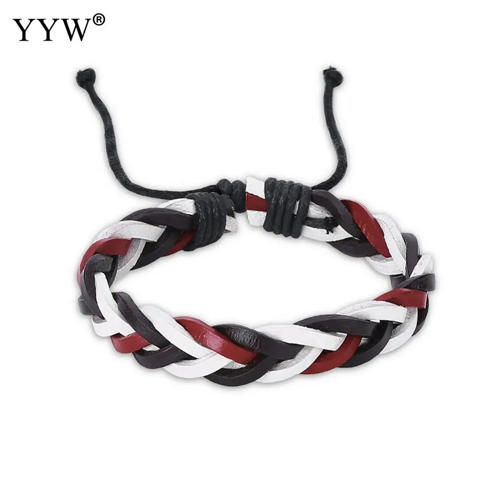 Retro rope Adjustable Leather Casual men bracelets rope hand woven