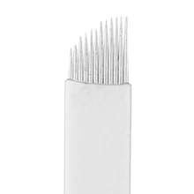 BEAUTY7 100Pcs/Set White S12 Disposable Needle Permanent Makeup Manual Blade Tattoo Eyebrow Pen Micro Blading Needle Tattoo Tips иглы для татуажа тату иглы иглы для микроблейдинга мезороллер с иголками для бровей