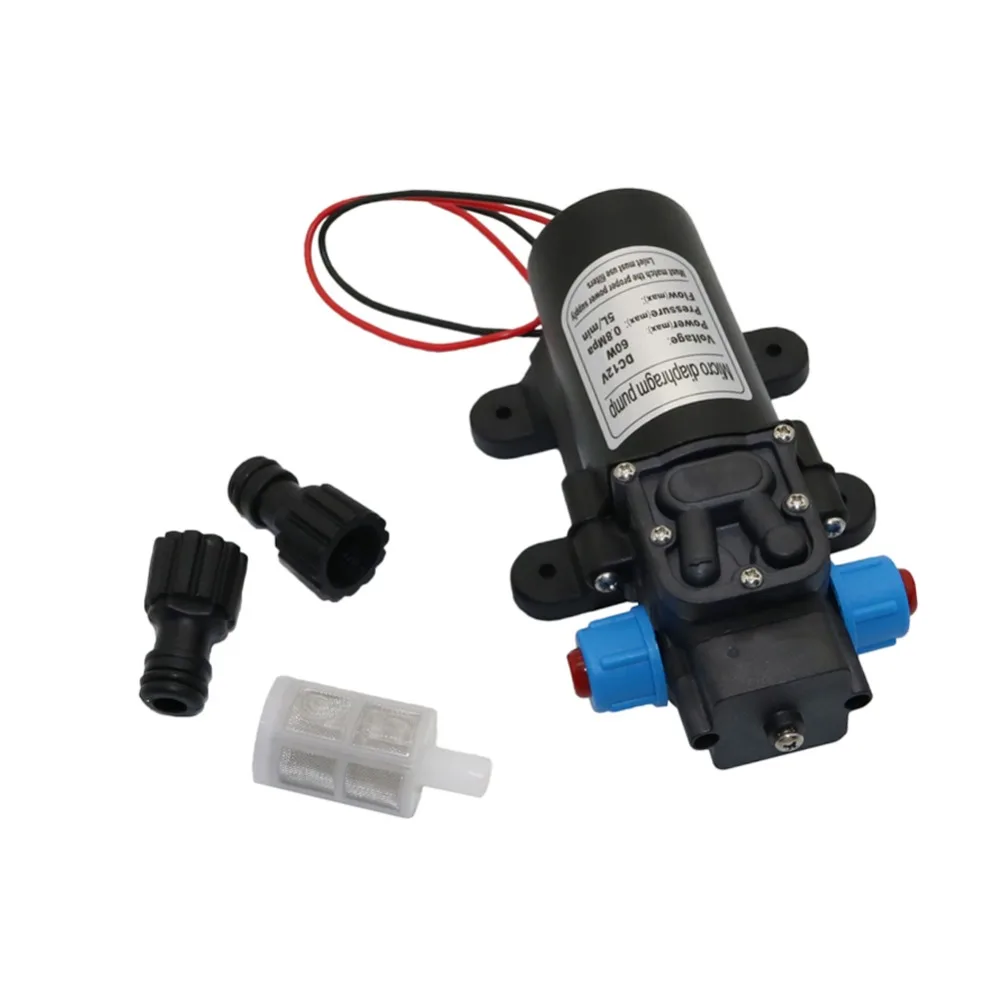 DC12V 60W 5L/min Electric Water Pump 18mm 1/2" Thread Self-Priming Booster Pump Garden Irrigation Car Washing Diaphragm Pump