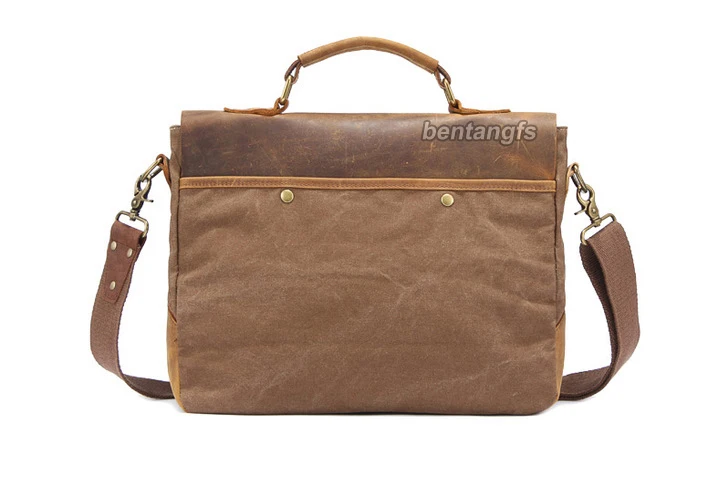 Vintage Men Full Grain Real Leather Brown shoulder bag Messenger Briefcase M133#