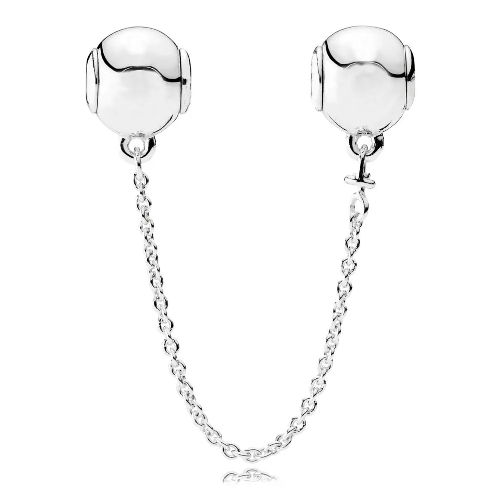 

Top Quality 925 Sterling Silver Bead Charm Logo Signature Safety Chain Beads Fit Pandora Essence Bracelet Bangle Diy Jewelry
