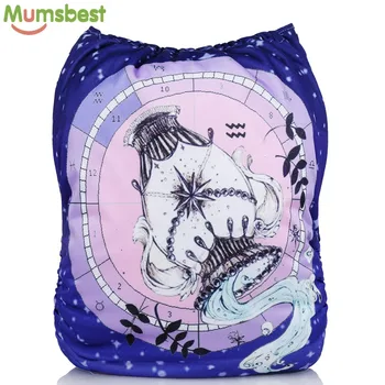 

[Mumsbest] New Baby Cloth Diapers Cover With Microfiber Insert Positioned Digital Pocket Diaper 12 Constellations Cloth Nappy