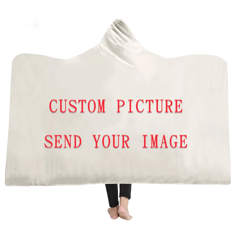 

Customize Dropshipping Hooded Blanket Soft Fluffy Winter Thick Home School Travel Airplane Throw Blanket Portable Wearable