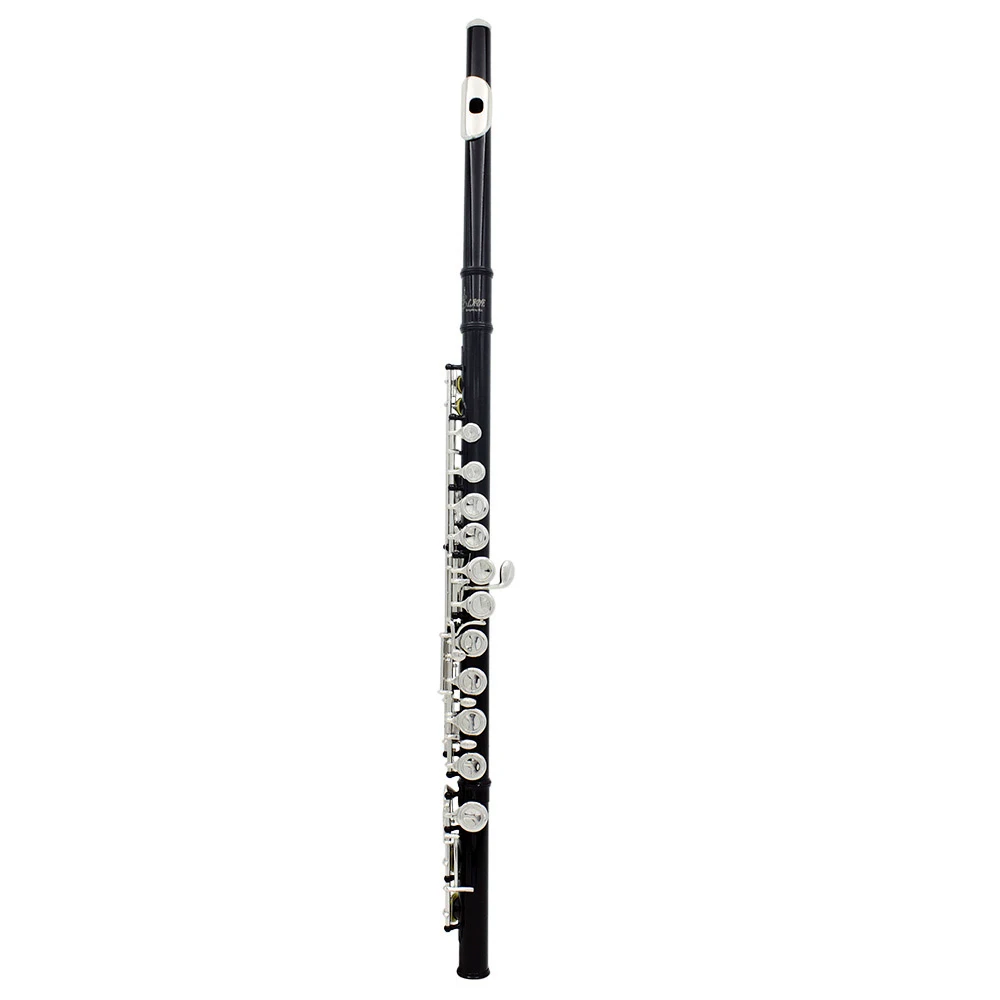 

Western Concert Flute Cupronickel Plated Silver 16 Holes C Key Woodwind Instrument with Cleaning Cloth Stick Gloves