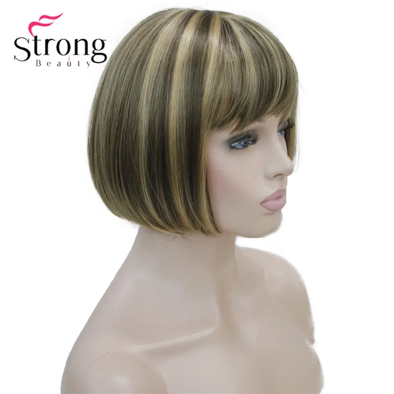 RG-071A #L10-124 fashion light brown with ginger hilight mix women' short straight full wig (5)