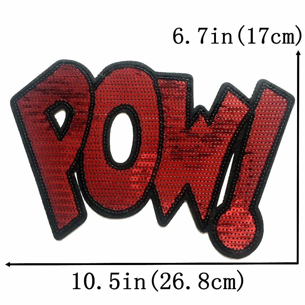 1 шт большие блестки POW! Нашивки для одежды, сумки, футболки, гладить на Заплатке, DIY украшения, Аппликации, мода