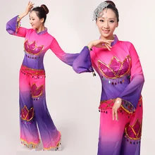 Продвижение женский Disfraces классический китайский танец костюмы Yangko женская национальная барабанная одежда сценическая производительность марли