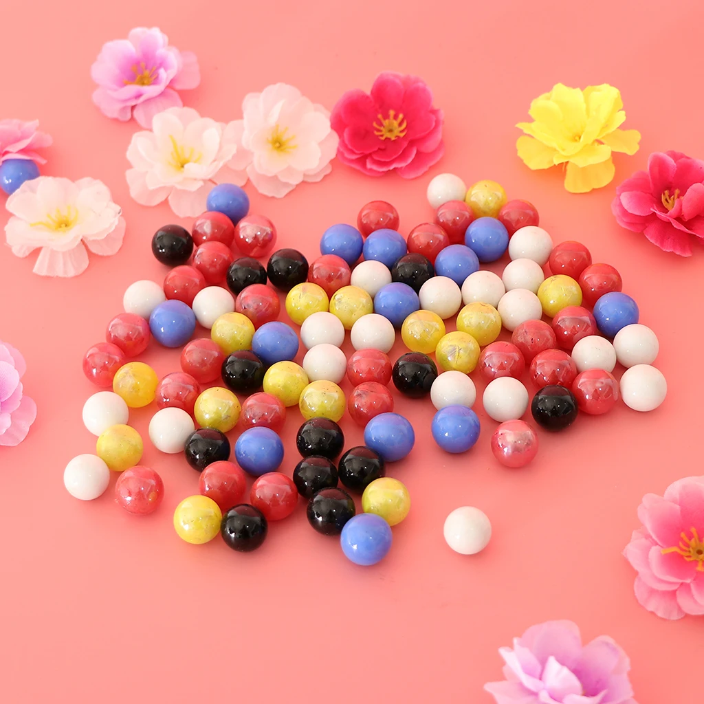 

90x 16mm Glass Beads Marbles Ball Run Chinese Checkers Toys Fish Tank Decor