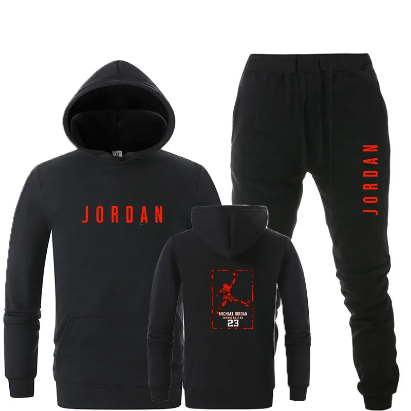 

New Tracksuit men Sportswear Set Fleece Hoodie suit Jordan letter print Malechandal hombre Spring Autumn winter hoodie+Pants Set