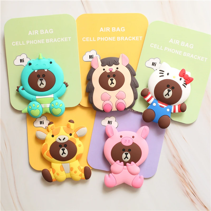 

Universal socket mobile phone stretch bracket Cartoon Stitch air bag Phone Expanding phone Stand Finger phone car Holder