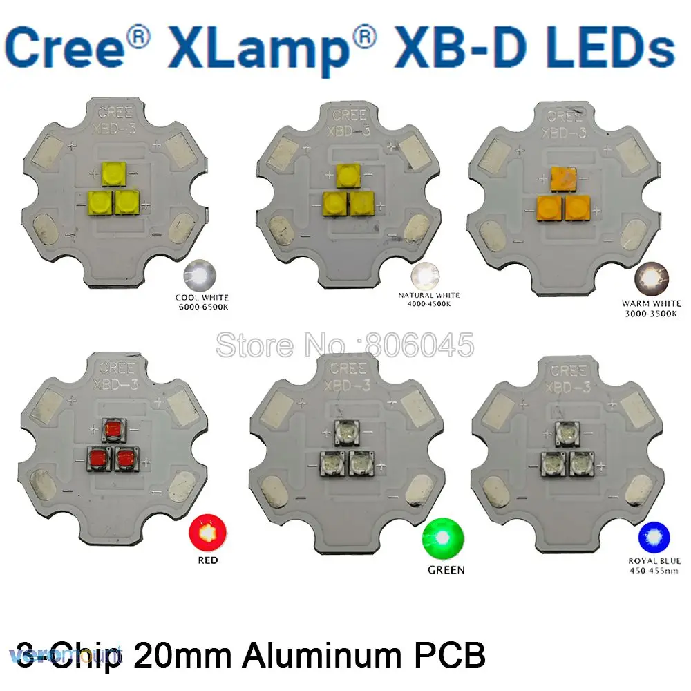 

5pcs Cree XBD XB-D 3Leds 3 Chip 9W LED Emitter Light White/Warm White/Red/Green/Blue/Yellow For DIY Led Downlight Lamp Light