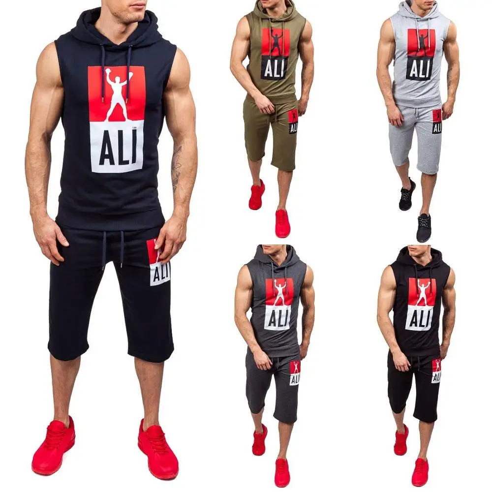 Zogaa Brand New 2018 Casual Mens Sporting Summer Two Piece Tracksuit Sleeveless Vests + Shorts Sweatshirt Training Jersey Set