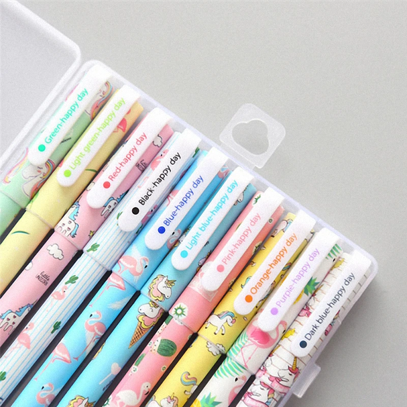 

10Pcs/Set Cute cartoon flamingo unicorn colored pen Stationery Pen 0.5mm School Office Stationery Children'S Stationery Prizes