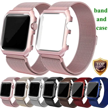 

Milanese Loop Strap+Case For Apple Watch band 42mm 38mm Stainless Steel Link belt Bracelet Wrist Watchbands for iwatch 3/2/1