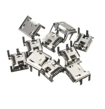 

10Pcs Micro USB Type B Female Socket 4 Vertical Legs fixed Solder Connectors