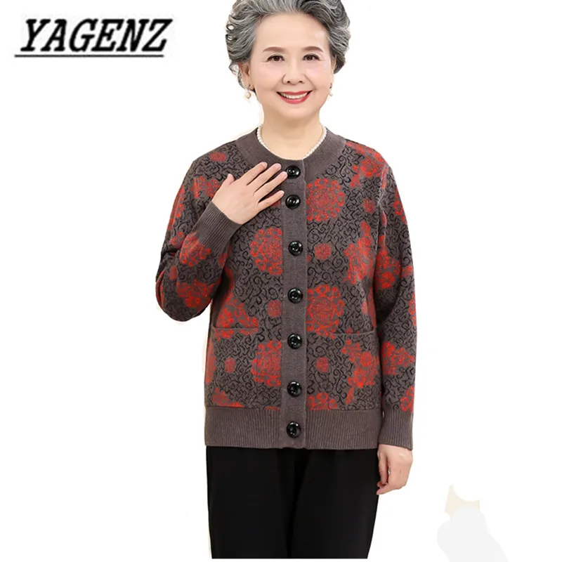 

Large size 5XL Middle-aged Women Knitted Sweater Coat Spring Autumn Loose Thick Grandmother Woman Cardigan Wool Warm Sweater Top