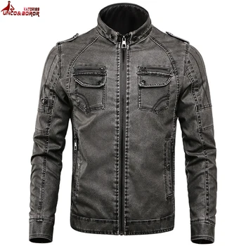 

New brand motorcycle leather jacket men fitness for men's leather jackets jaqueta de couro masculina mens leather coats
