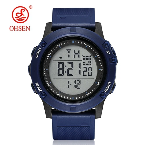 OHSEN цифровой бренд lcd серебряные мужские часы для мальчика reloj hombre 50 м Dive силиконовый ремешок наружные спортивные наручные часы мужские подарки - Цвет: Blue watch