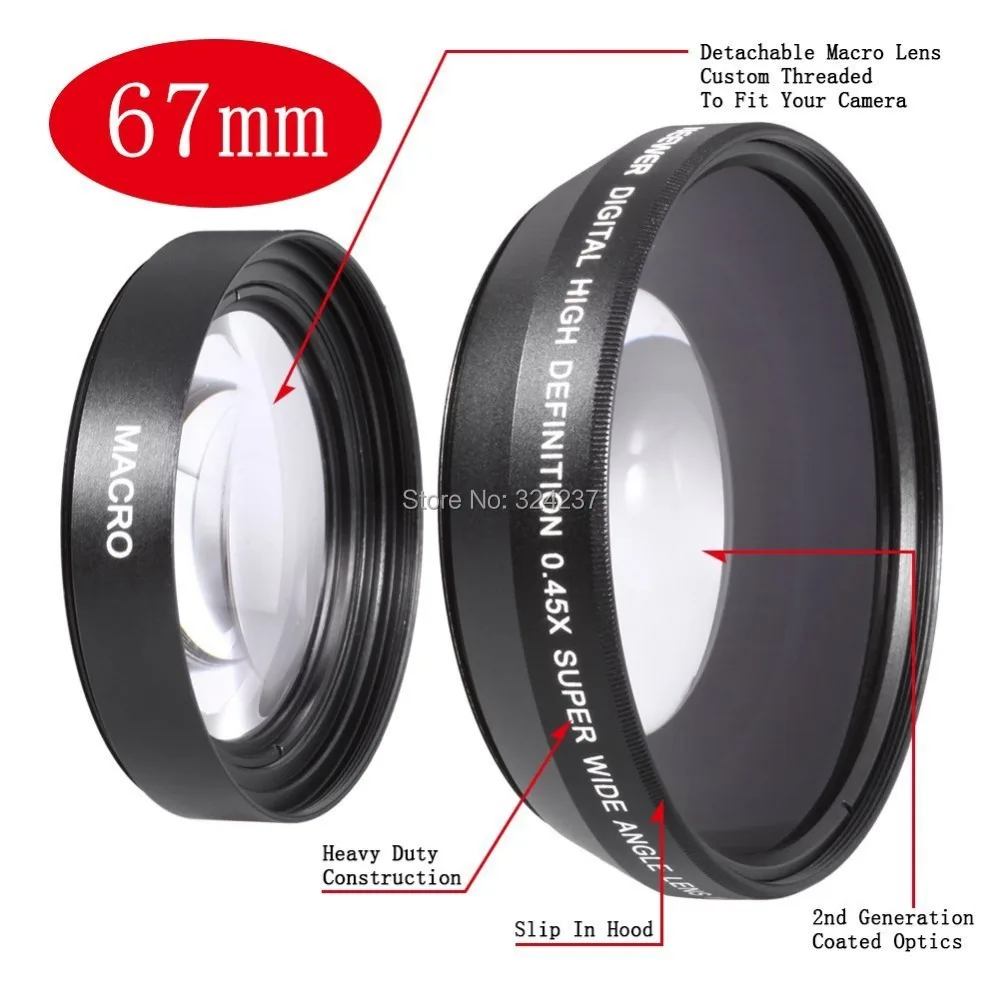 NEEWER 67MM 0.45X 0.43X Professional HD Wide Angle + Macro Lens for Canon EOS 700D 650D 600D
