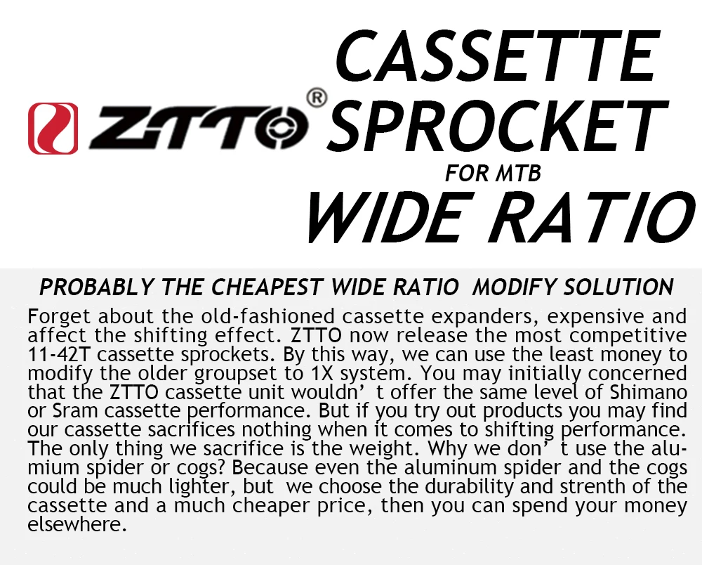 ZTTO 11 42 т 10 Скорость 10 s широкого соотношения MTB горный велосипед велосипедный спорт кассета звёздочки для Запчасти M590 M6000 M610 M675 M780 X5 X7 X9