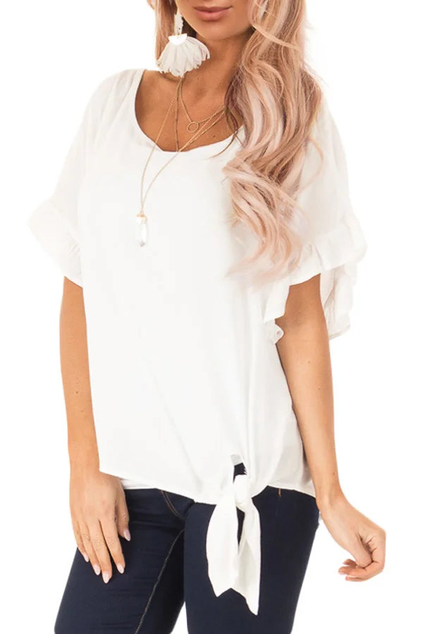 White-Ruffled-Sleeve-Blouse-with-Front-Knot-Detail-LC251838-1-1